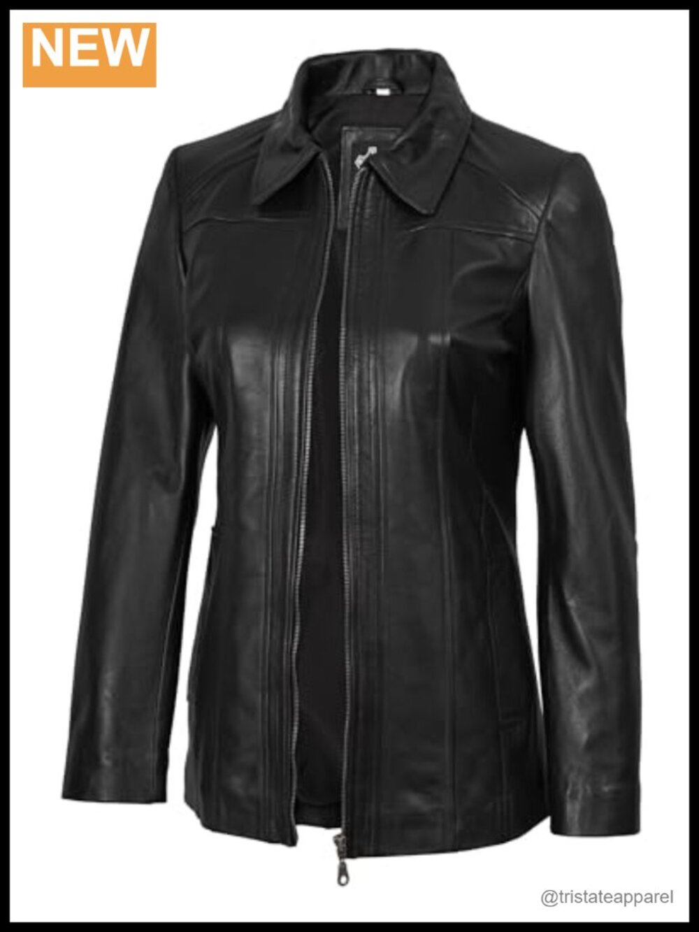 Real Lambskin Leather Moto Biker Jacket Women Long Sleeve Coat